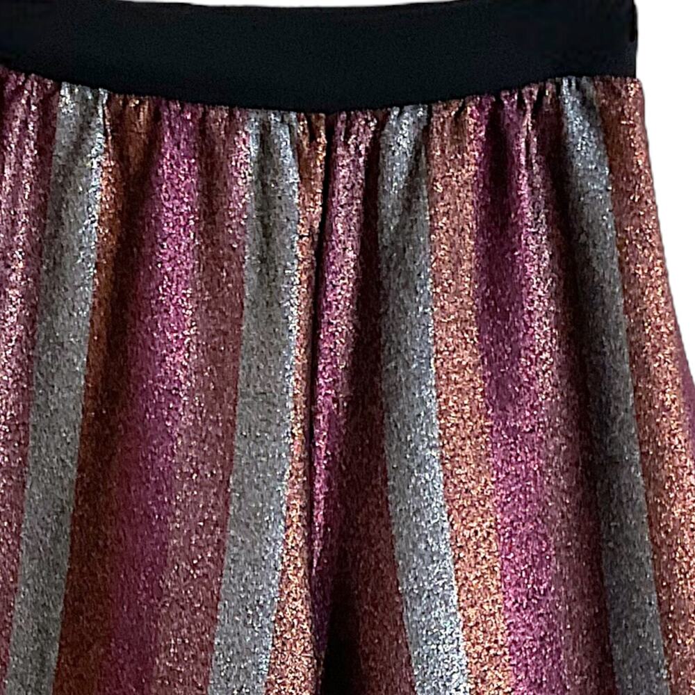ASOS Metallic Stripe Wide Leg Pants Womens 6 Y2K Disco Glitter‎ Culotte Festival - Picture 5 of 13